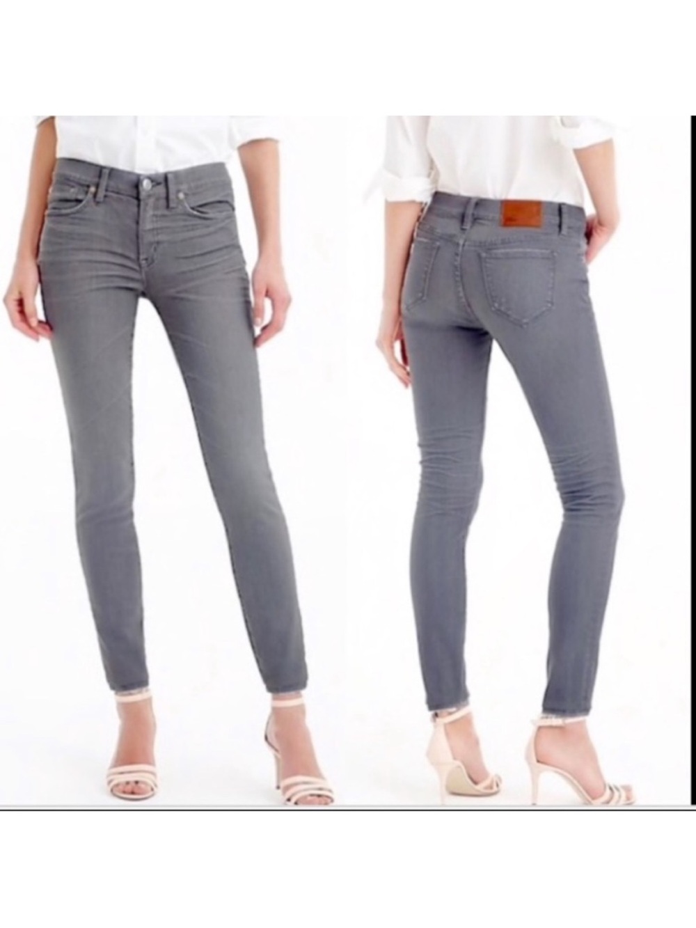 J. Crew 9” Toothpick Mid-Rise Gray Skinny Jeans, 29